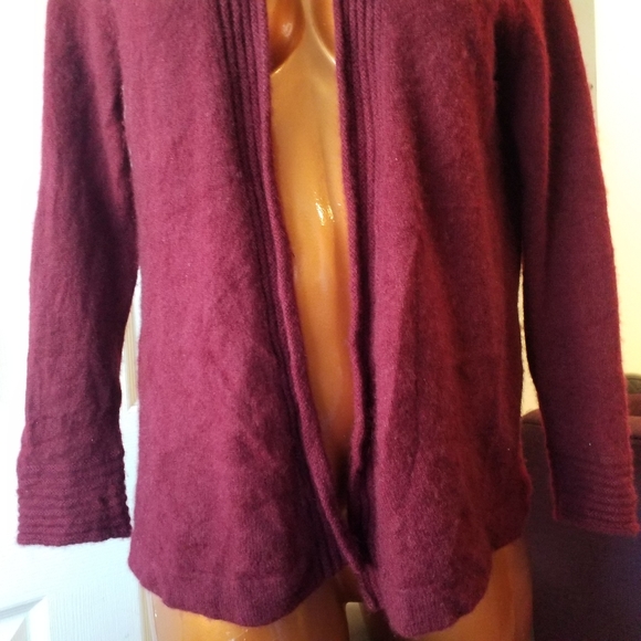 Charter Club 100% Cashmere burgundy Open front Cardigan S - Picture 3 of 11